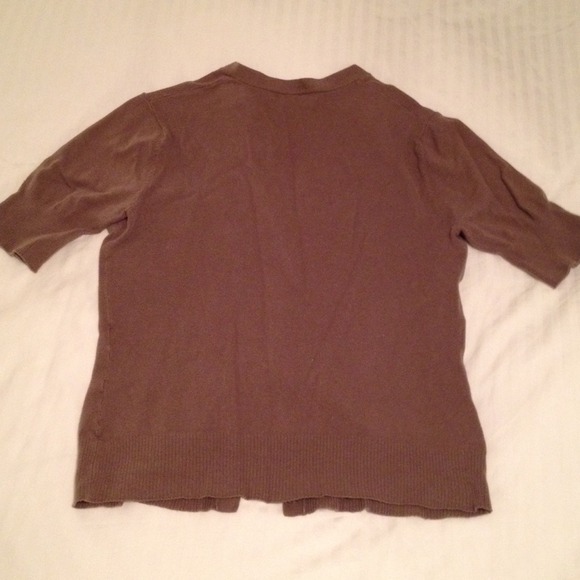Merona Brand Taupe/Putty Colored Short Sleeve Button Down Cardigan Sweater - Picture 12 of 13