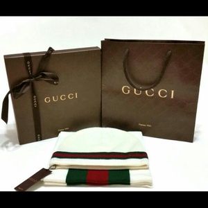 Authentic Gucci signature web beanie hat & scarf