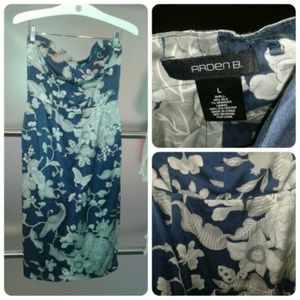 Strapless Silk Floral Dress