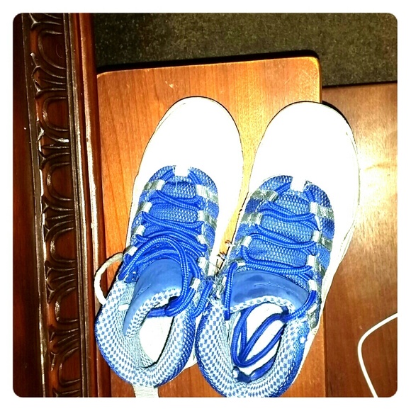 Blue and white Jordan's