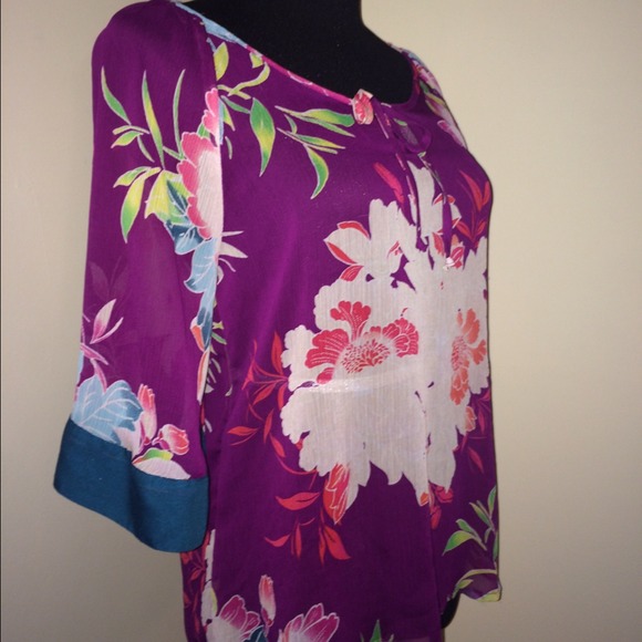 Flowered design sheer top