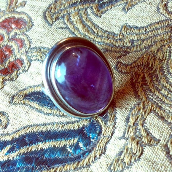 Chevron Amethyst & sterling ring