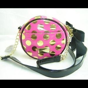 Betsey Johnson Crossbody Purse Disco Pink Dots