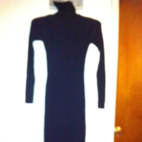 Rib knit turtle neck dress, ankle length