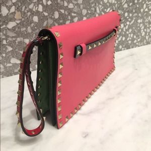 Authentic Valentino tri-color rockstud clutch