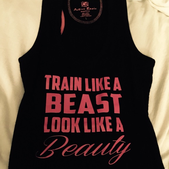 L black "train like a beast looklike a beauty"