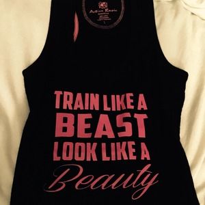 L black "train like a beast looklike a beauty"