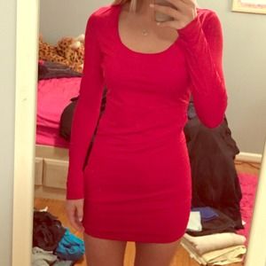 Red See Through Back Bodycon Dress