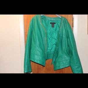 Faux Leather Jacket and neon yellow skirt. BUNDLE