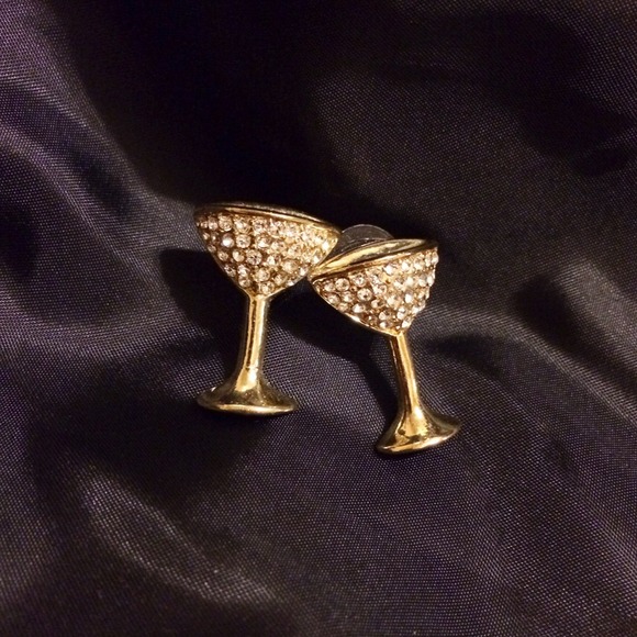 Studded gold martini earrings