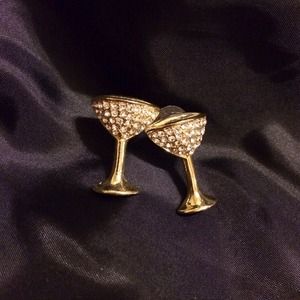 Studded gold martini earrings