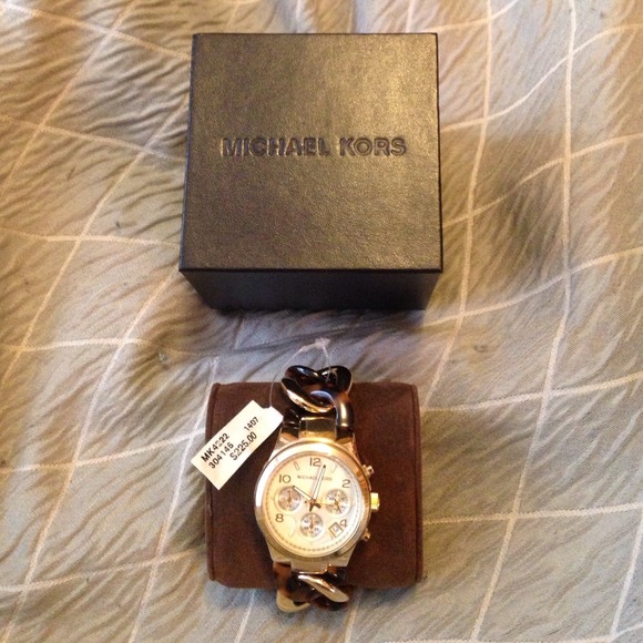 Michael Kors Gold & Tortoise Chain Link Watch main image 3