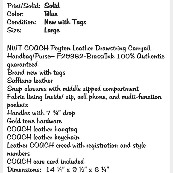 SALE💥Beautiful Coach Peyton Leather Purse Large - Picture 2 of 2