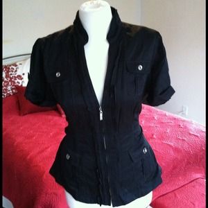 💎White House Black Market Satiny Zip Up Top