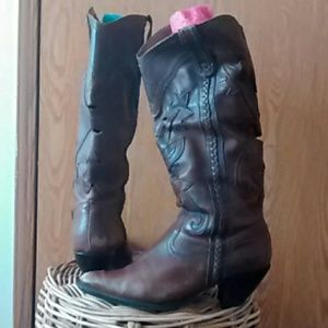 100% leather western boots sz 10