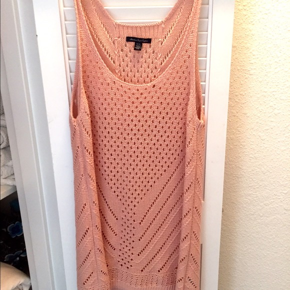 American Eagle Outfitters Pink Crochet Beach Dress