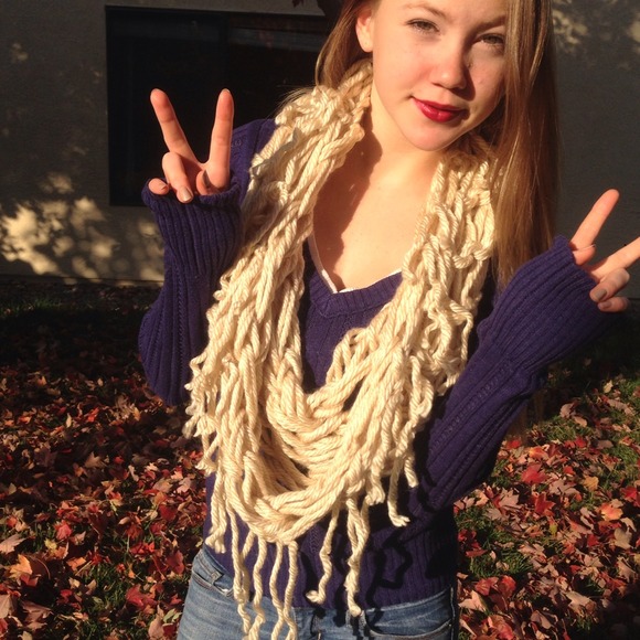 Bundle of cream and light brown hippy scarves