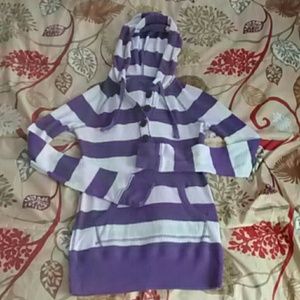 Purple striped long sleeve  hoody