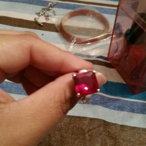 Sterling silver ruby ring