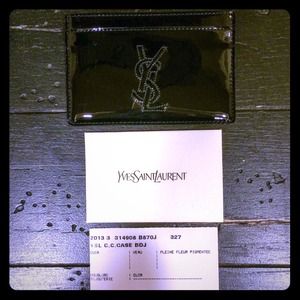 YSL Yves Saint Laurent Black Patent Card Case