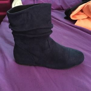 Navy blue swede boots