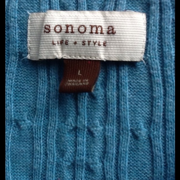 SOLD IN BUNDLE Light Aqua v neck cable sweater - Picture 3 of 3