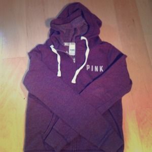 Pink by VS maroon hoodie with cream logo