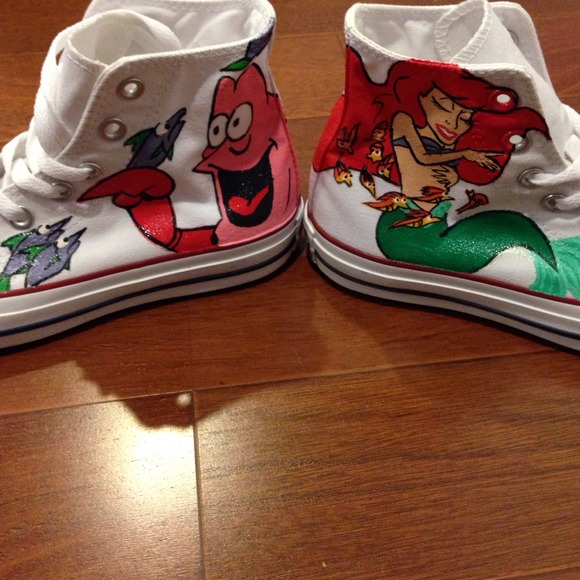 Converse Shoes Ariel Little Mermaid Handpainted White