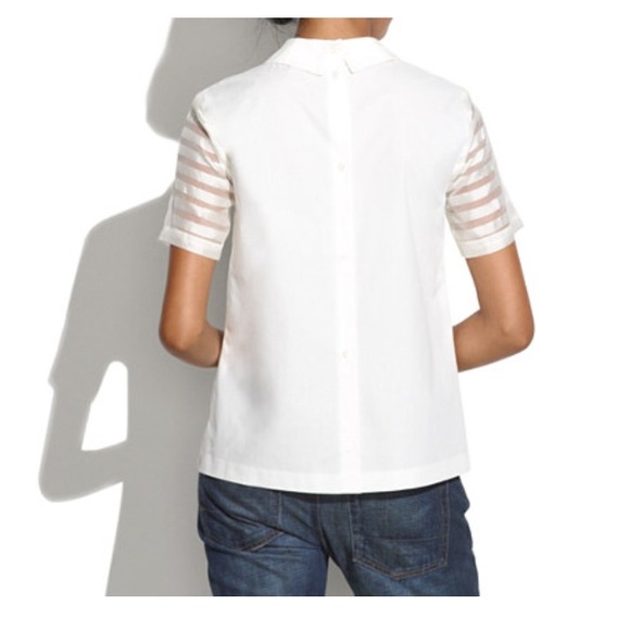 Madewell Tops - Madewell curved collar top in striped organza | S Madewell Tops - Madewell curved collar top in striped organza | S