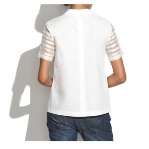 Madewell Tops - Madewell curved collar top in striped organza | S Madewell Tops - Madewell curved collar top in striped organza | S