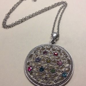 Multi-color gem pendant necklace