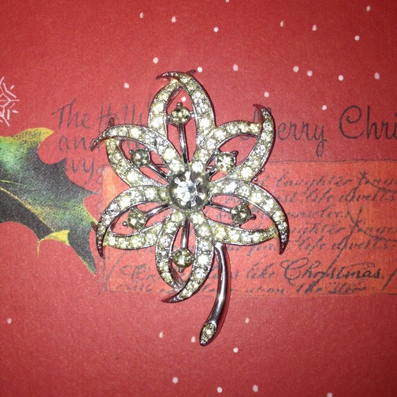 Silver rhinestone pin - Picture 1 of 3