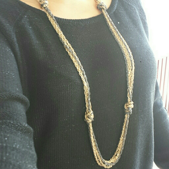Gold and dark gray knotted necklace