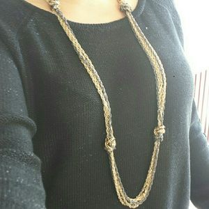 Gold and dark gray knotted necklace