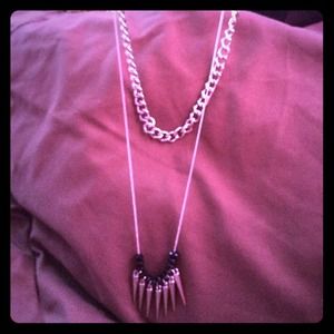 Silver and black chain necklace.