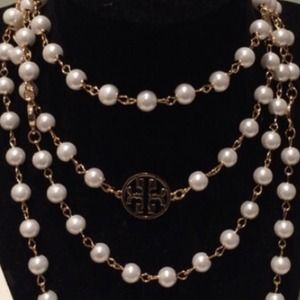Statement long pearl necklace