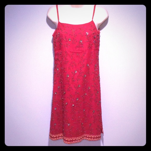 Express 100% silk intricate beaded dress💥buy2get1