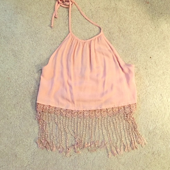 Lace fringe halter top!