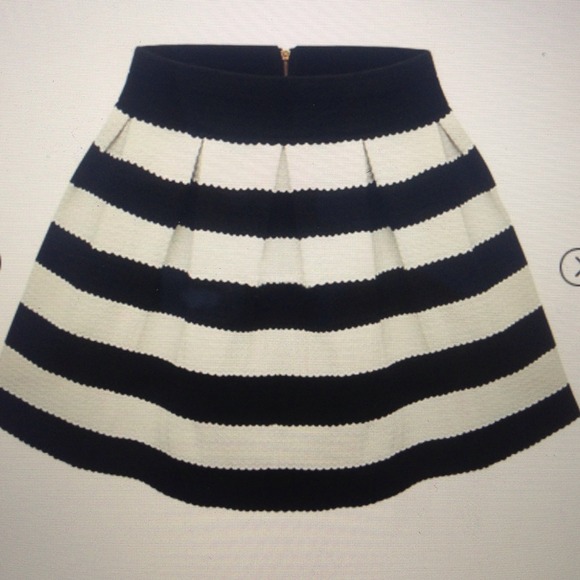 Black/White striped flare skirt