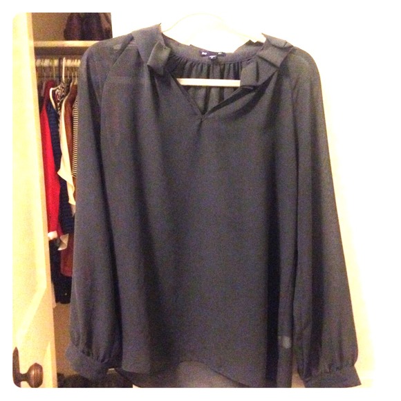 Navy blue sheer blouse