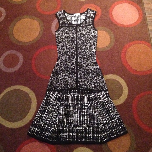 Textured Fit and Flare Dress by REISS