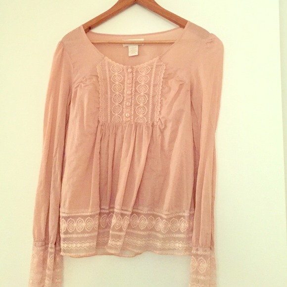 BB Dakota Hippie boho long sleeve shirt w lace
