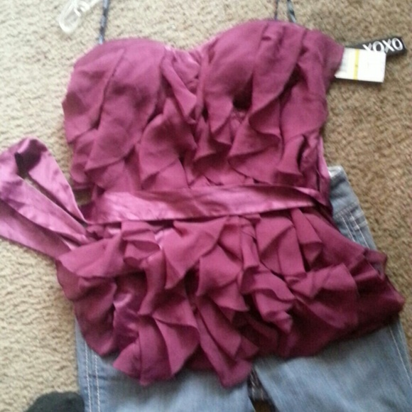 Xoxo  Ruffle strapless top