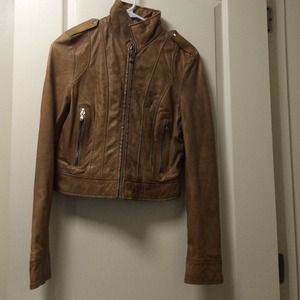 Tan Genuine Leather Jacket (Very lightly worn)