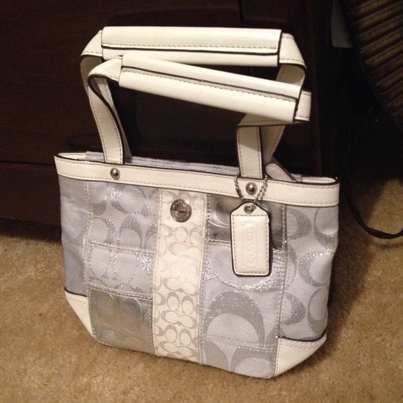 White Patchwork Coach Handbag