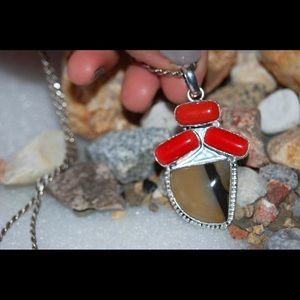 handmade & handcrafted gemstone jewelry Jewelry - Huge Agate & Red Onyx Statement Pendant 2 1/2" handmade & handcrafted gemstone jewelry Jewelry - Huge Agate & Red Onyx Statement Pendant 2 1/2"