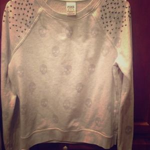 Victoria Secret Pink Skull Studded CrewNeck