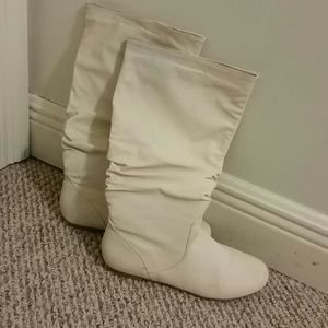 White leather boots