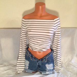 Victoria's Secret Over the Shoulder Striped Top