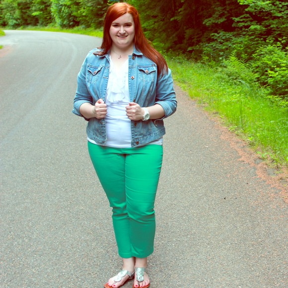 plus size green jeans